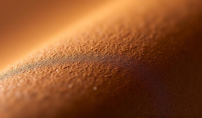Macro shot of mycelium leather texture showing its organic and sophisticated finish